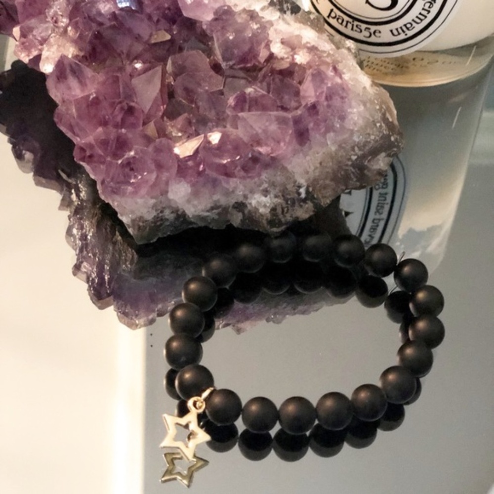 Mala Bracelet Black Onyx Star Meditation Healing 6